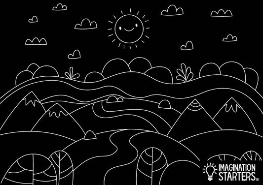 Reusable Coloring Placemat Happy Hills 12x17