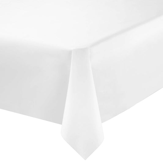54" x 108" White Rectangular Plastic Tablecloth - 1 pc